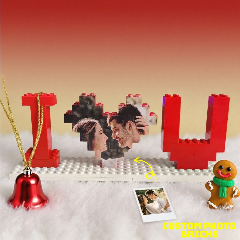 Custom Building Bricks Christmas Gifts for Couple Personalised Photo Block Love Puzzle Brick