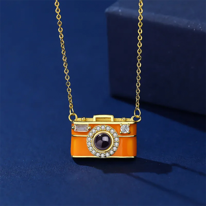 Custom Photo Projection Necklace for Women - Personalised Picture Pendant Jewelry Camera View Anniversary Birthday Gift for Women