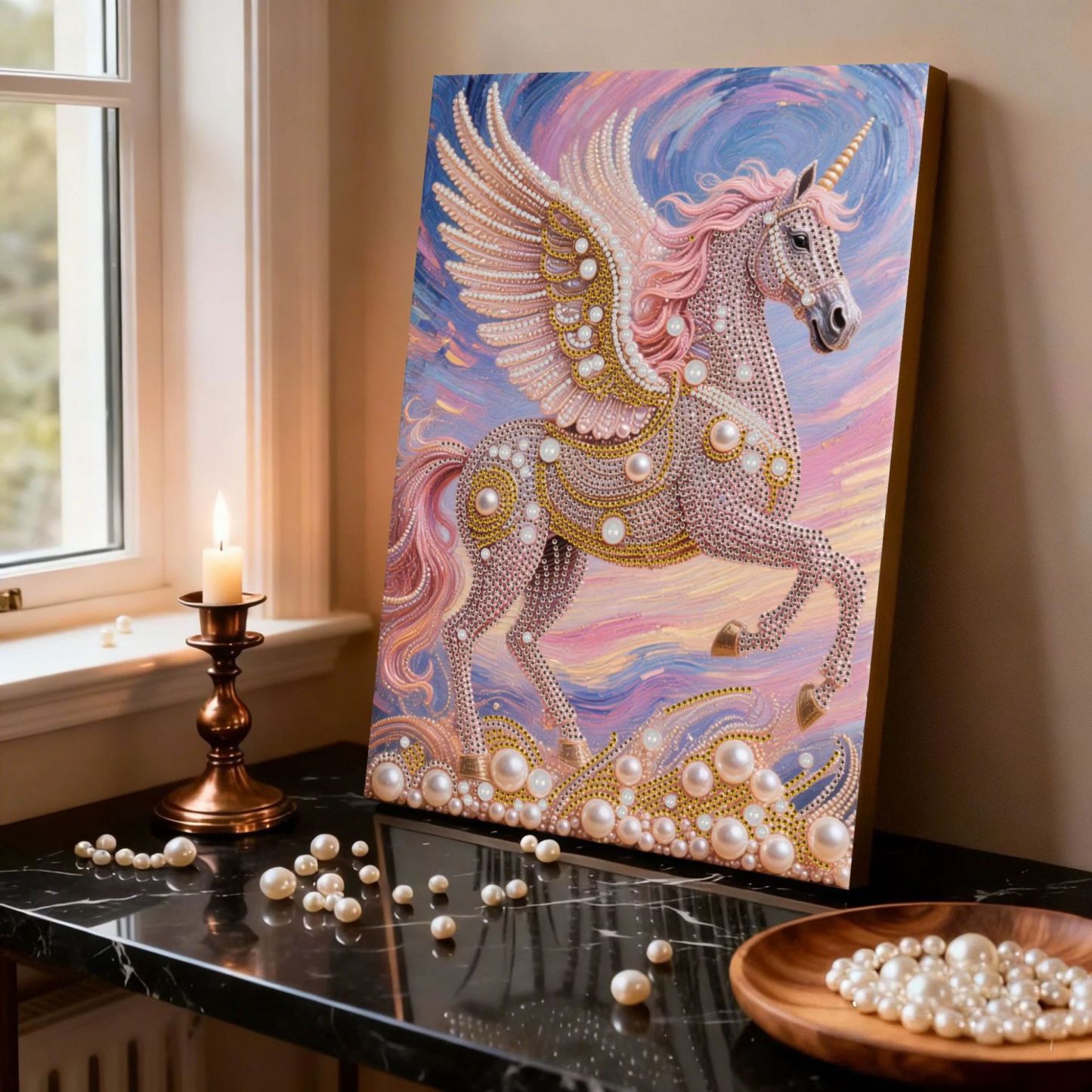 DIY Pink Castle Pearl Painting Kit - Handmade Crystal Diamond Art with Frame Beginner-Friendly Wall Decor Gift for Friends