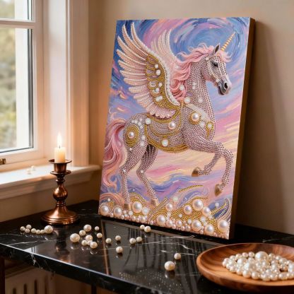 DIY Pink Castle Pearl Painting Kit - Handmade Crystal Diamond Art with Frame Beginner-Friendly Wall Decor Gift for Friends