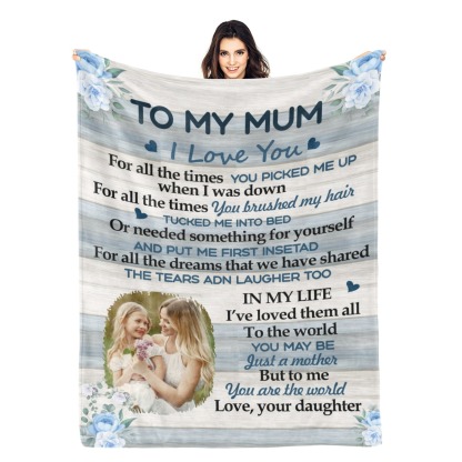 Custom Text Blankets Mother's Day Gifts Personalised Throw Blanket with Photos and Text