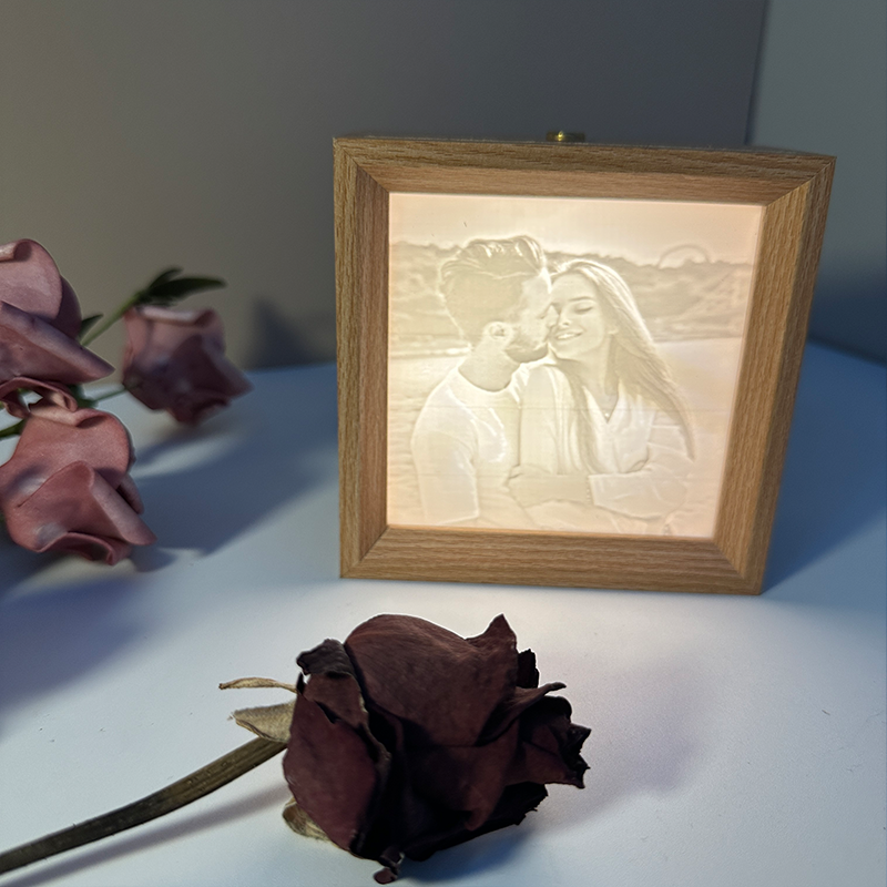 Custom 3D Printed Lithophane Photo Frame Lamp Personalised 3D Embossed Picture Night Light Unique Memorial Gift