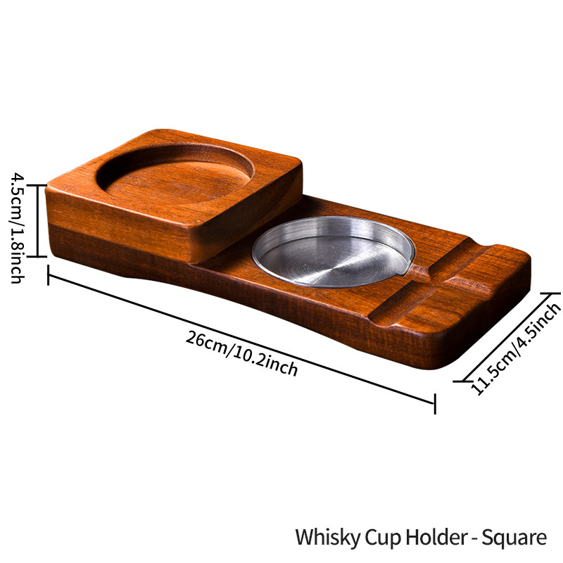 Personalised Cigar Ashtray Whiskey and Cigars Gift Engraved Wood Cigar Ashtray Fathers Day Gifts for Men