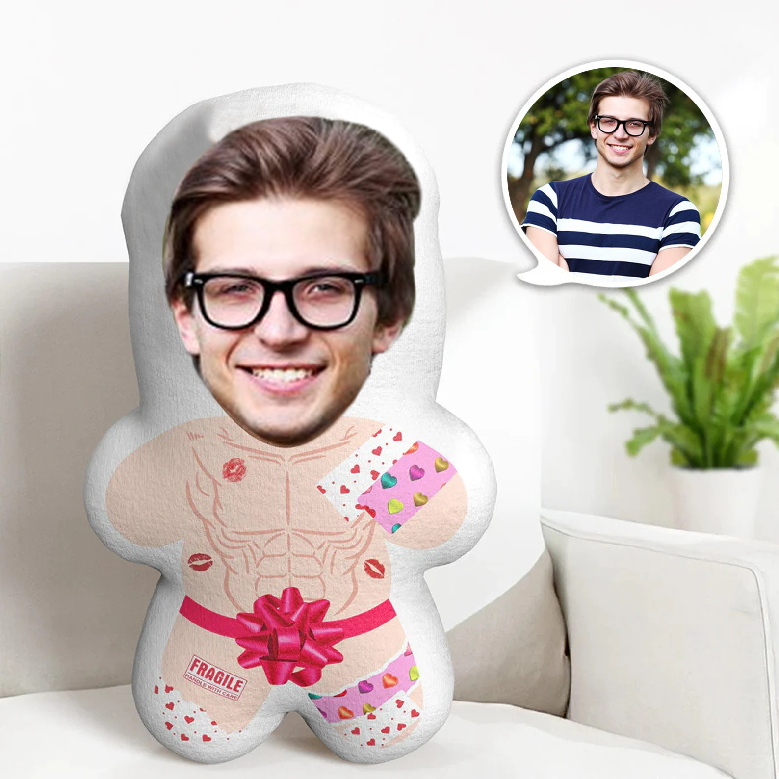 Custom Shaped 3D Pillow Personalised Lovely Pillow for Boyfriend Valentine's Day Gift