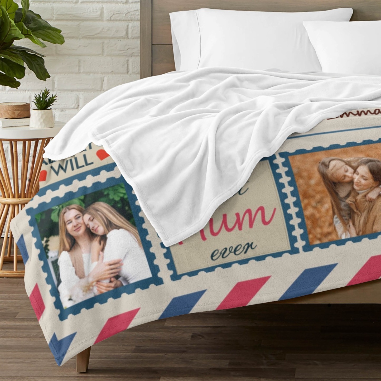 Custom Text Blankets Mother's Day Gifts Personalised Throw Blanket with Photos and Text