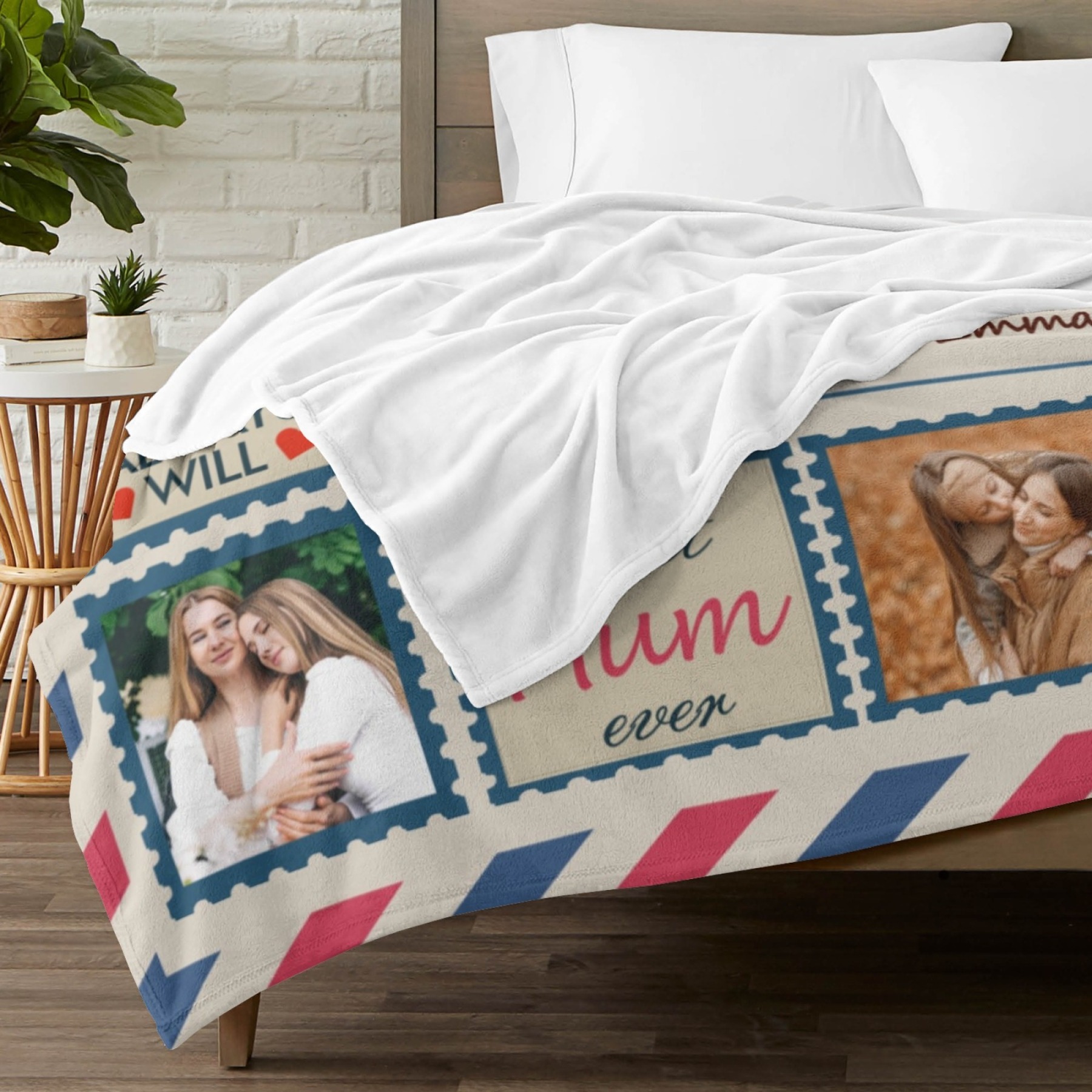 Custom Text Blankets Mother's Day Gifts Personalised Throw Blanket with Photos and Text