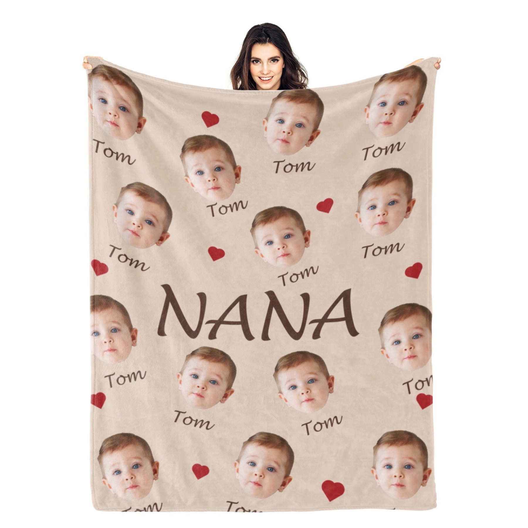 Custom Face and Name Blanket Personalised Throw Blanket Mother's Day Gifts