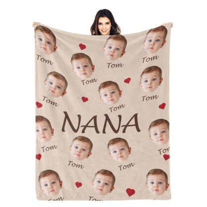 Custom Face and Name Blanket Personalised Throw Blanket Mother's Day Gifts