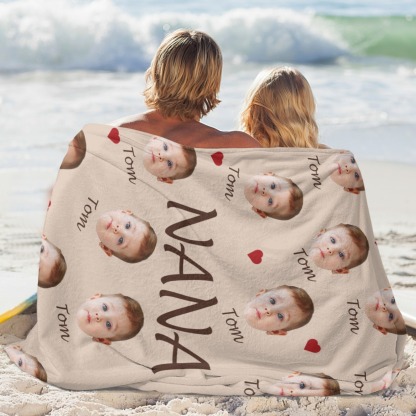 Custom Face and Name Blanket Personalised Throw Blanket Mother's Day Gifts