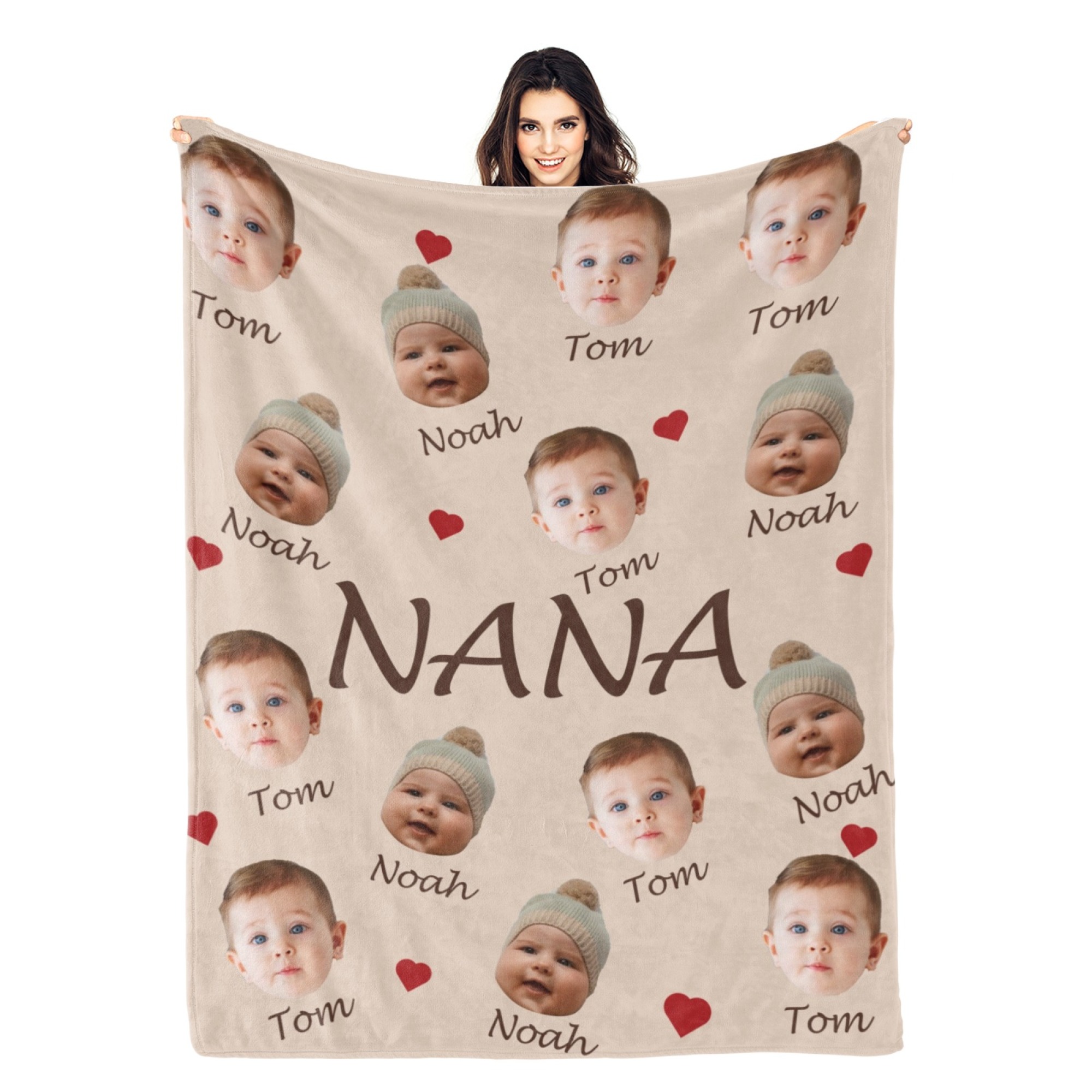 Custom Face and Name Blanket Personalised Throw Blanket Mother's Day Gifts