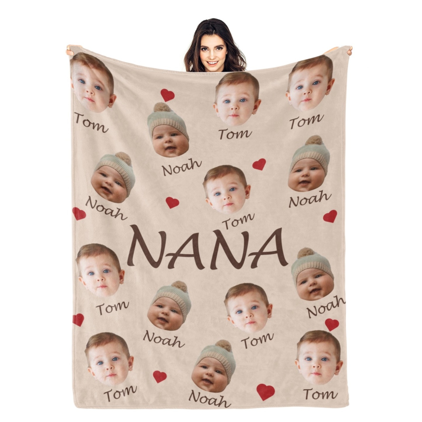 Custom Face and Name Blanket Personalised Throw Blanket Mother's Day Gifts