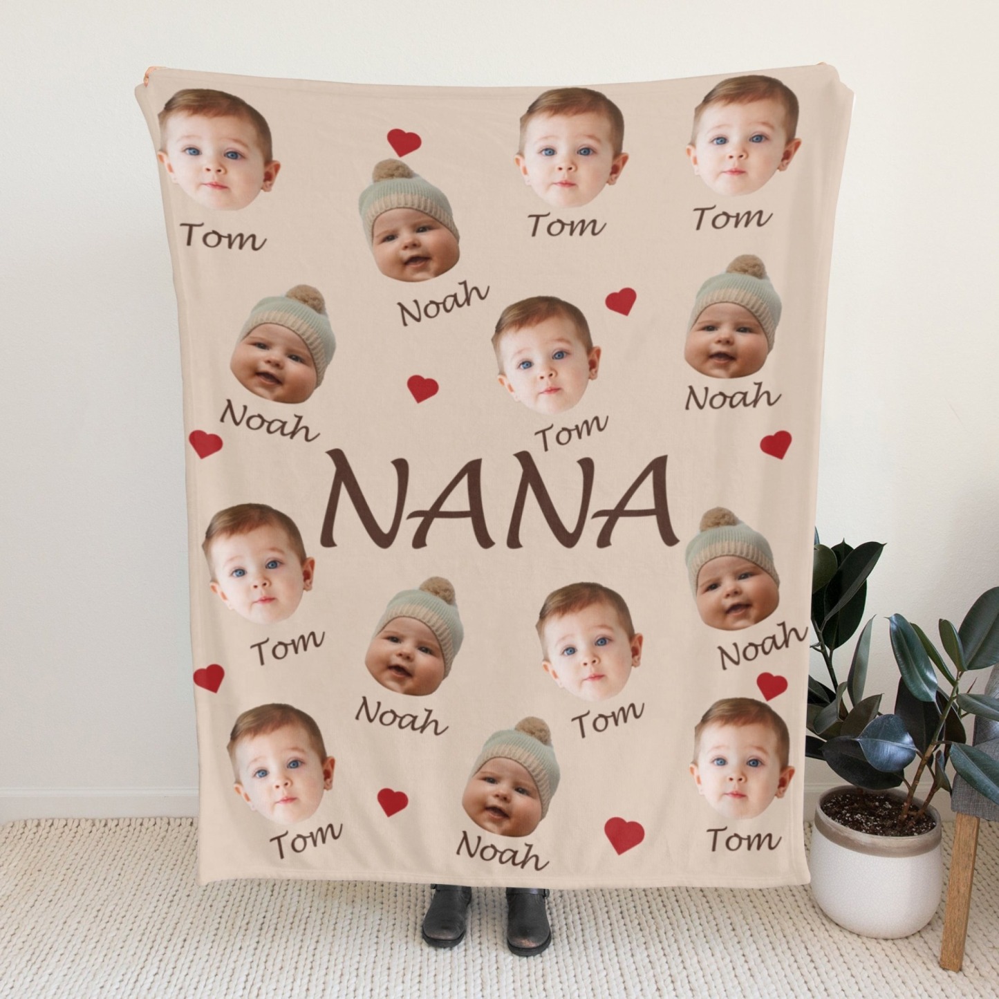 Custom Face and Name Blanket Personalised Throw Blanket Mother's Day Gifts