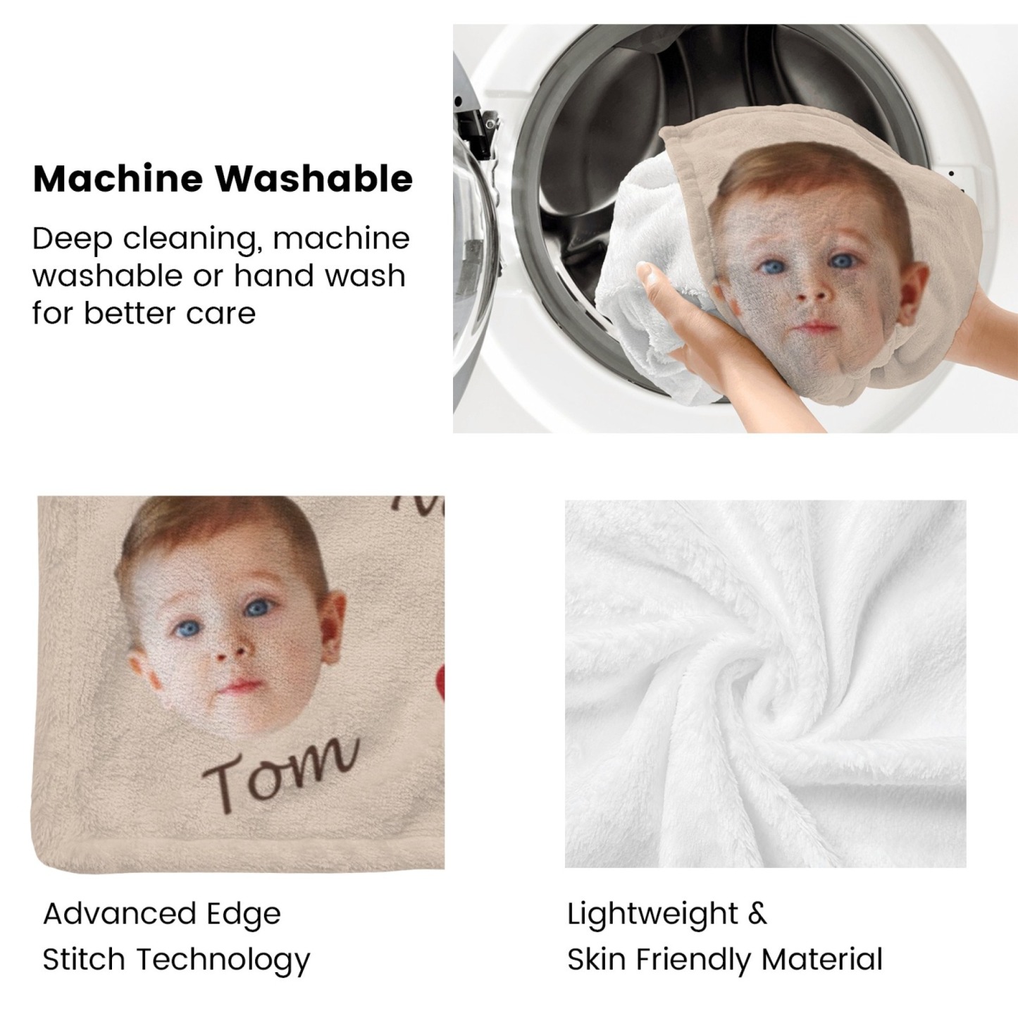 Custom Face and Name Blanket Personalised Throw Blanket Mother's Day Gifts