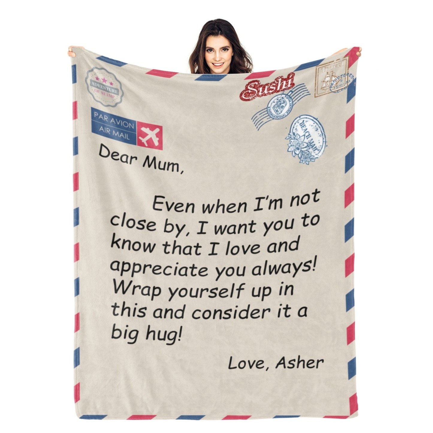 Custom Text Blankets Mother's Day Gifts Personalised Throw Blanket with Photos and Text