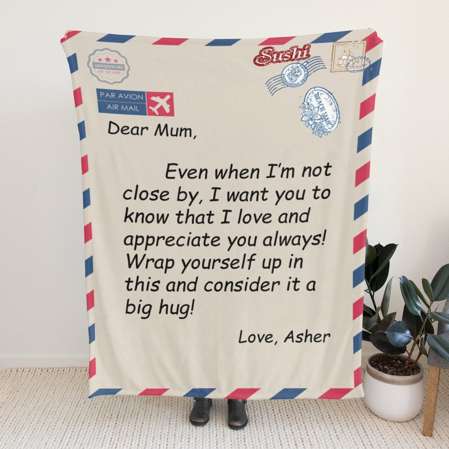 Custom Text Blankets Mother's Day Gifts Personalised Throw Blanket wit