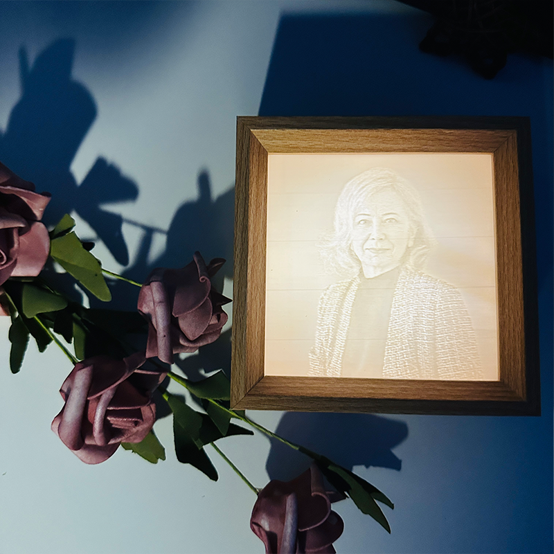 Custom 3D Printed Lithophane Photo Frame Lamp Personalised 3D Embossed Picture Night Light Unique Memorial Gift