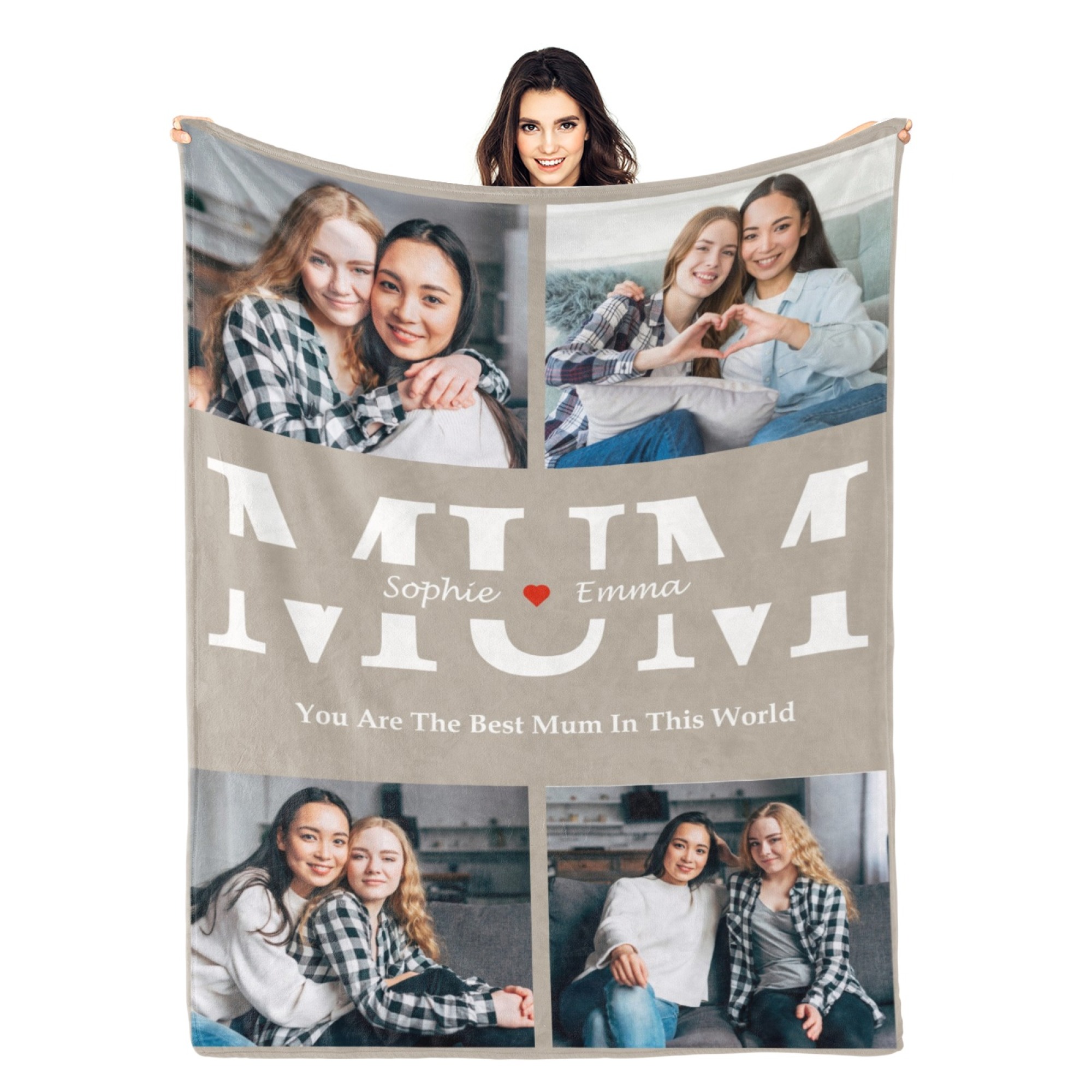 Custom Blanket with Collage Photos Blanket Mother's Day Gifts Personalised Throw Blanket with Photos