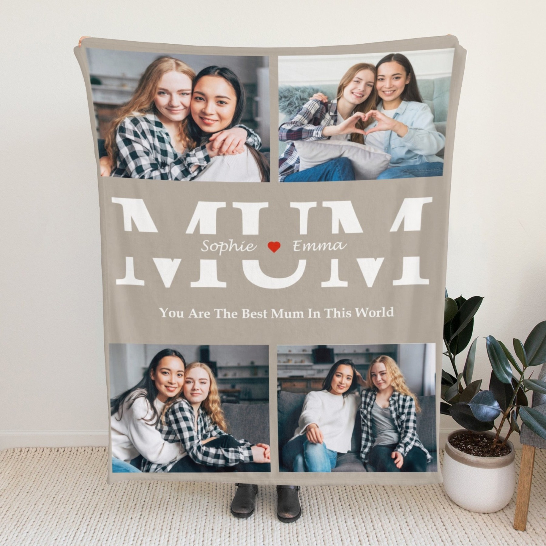 Custom Blanket with Collage Photos Blanket Mother's Day Gifts Personalised Throw Blanket with Photos
