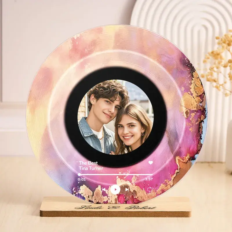 Personalised Song Vinyl with Custom Photo and Name Acrylic Record Plaque Decorations Gifts for Music Lovers