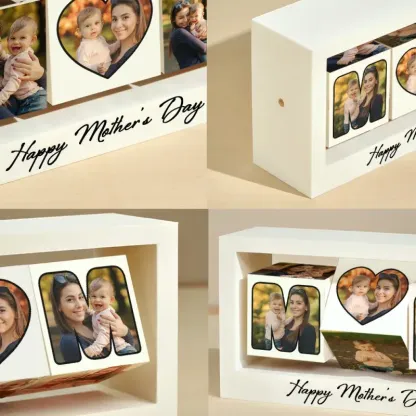 Custom 12 Photos Swing Photo Frame Rotating Photo Cube Stand for Mom Mother's Day Gifts