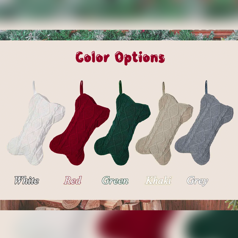 Personalised Embroidered Name Knit Christmas Stockings Knitted Bone Ornament Christmas Holiday Gifts