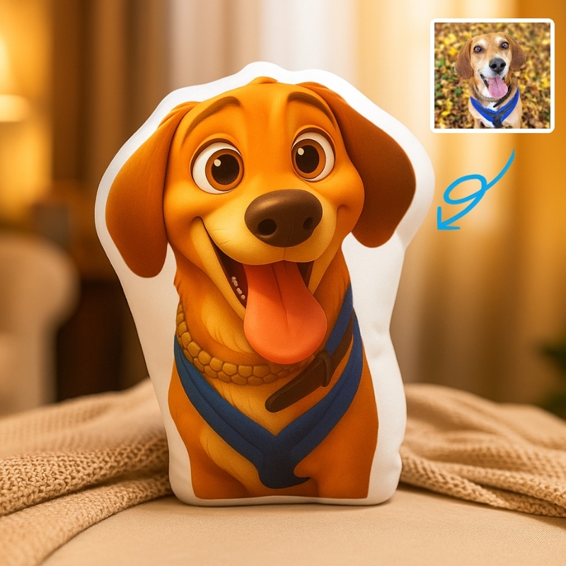 Custom 3D Pet Portrait Cartoon Photo Pillow Personalised Pixar Style Picture Printing Pet Cushion Pet Memorial Gifts