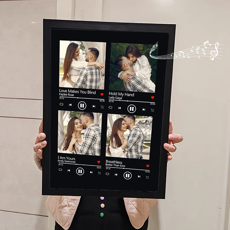 Custom Nine Songs Picture Frames Night Light with Personalised Photo Music Player (can play nine whole song)