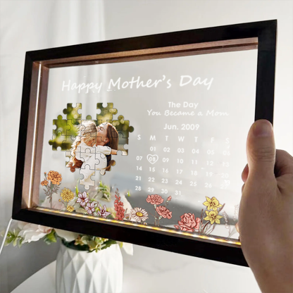 Personalised Photo and Date Birth Night Light Frame Box the Day You Became My Mother Gifts for Mom