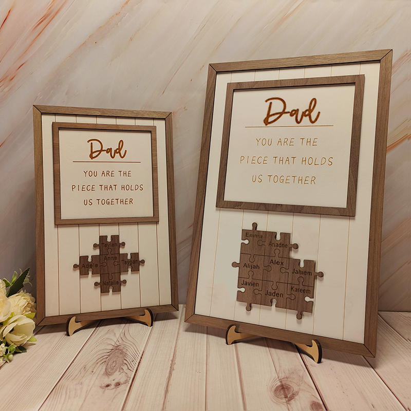 Personalised Fathers Day Puzzle Sign Name Wooden Puzzle Custom Sign Frame Gifts for Dad