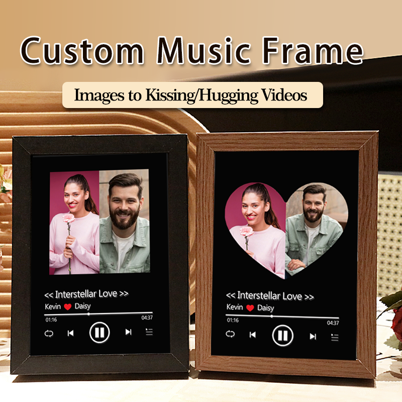 Personalised AI Kissing Video Photo Frame with Custom Whole Song AR Frame Personalised Music Player (Can Play Whole Song)