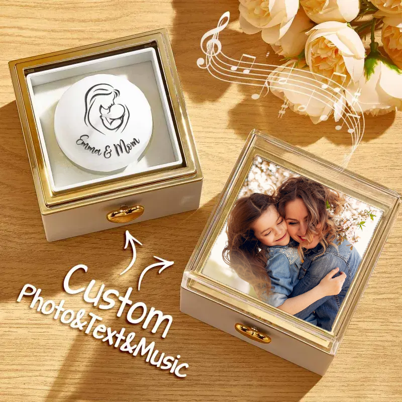 Custom Music Box Can Play Whole Song Magical Cake Candle Flip Box with Personalised Text and Photo