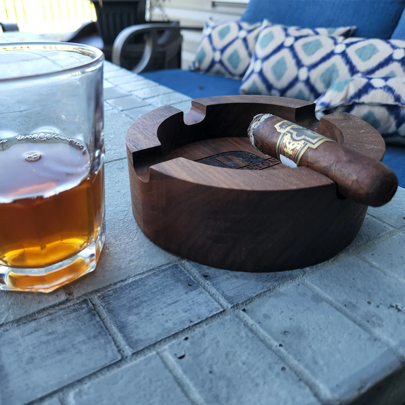 Personalised Cigar Ashtray Walnut Wood Monogram Cigar Ash Tray Gift for Men Personalised Wedding Gift