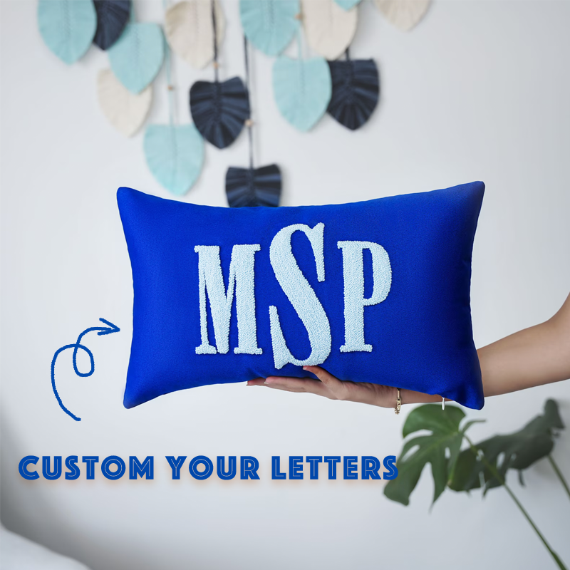Custom Handmade Embroidery Monogram Pillow Punch Needle Name Pillow Slumber Party Gift Girl Kid Gift