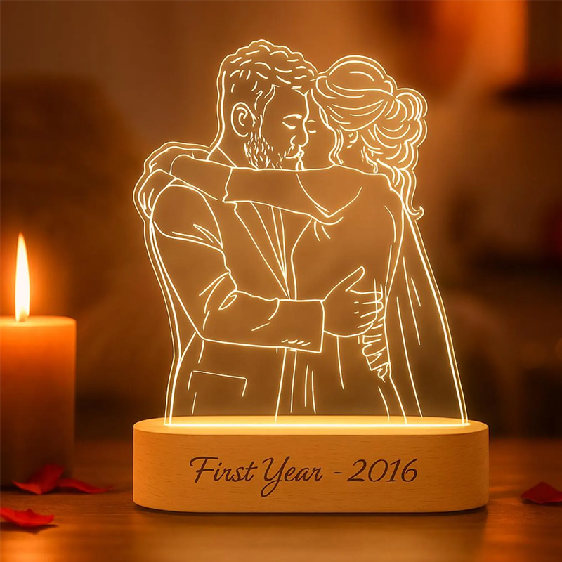 Christmas Gifts Personalised Photo Handmade Drawing Portrait Line Art Picture LED Night Light