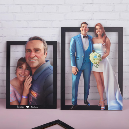 Personalised Photo Pixar Cartoon Portrait 3D Picture and Text Frame Night Light Anniversary Gifts