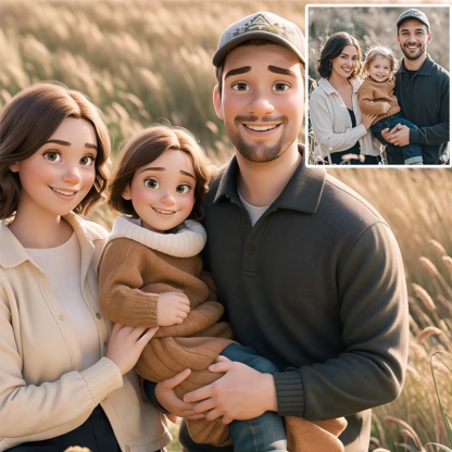 Personalised Photo and Text Cartoon Style Photo Frame Night Light Pixar Inspired Portraits Christmas Gifts