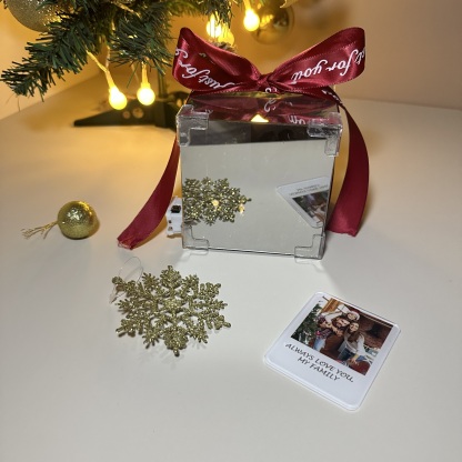 Custom Photo Tulip Flower Mirror LED Night Light Cube Light Box with Your Picture and Text