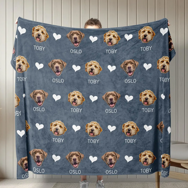 Personalised Pet Photo Blanket Custom Dog Face and Name Blankets Cat Throw Blankets Pet Lover Gifts