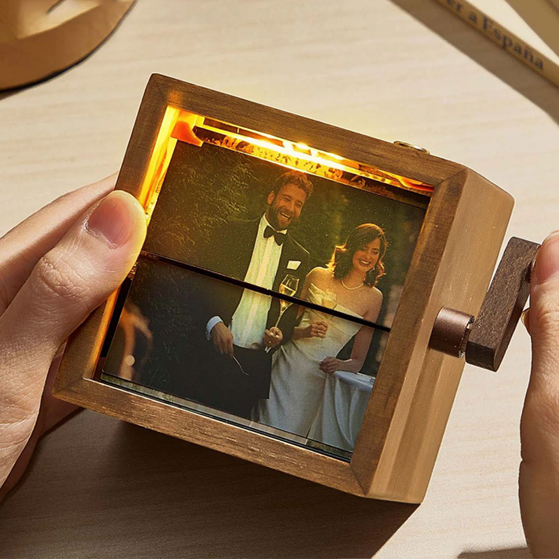 Personalised Flipbook Frame Animation Machine Mechanical Hand Motion Photo Cube Album Anniversary Gift for Couples