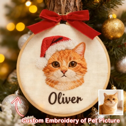 Custom Pet Portrait 3D Embroidered Ornament Personalised Dog&Cat Embroidery Ornament with Name Pet Memorial Gift Keepsake Gift Christmas Tree Decor