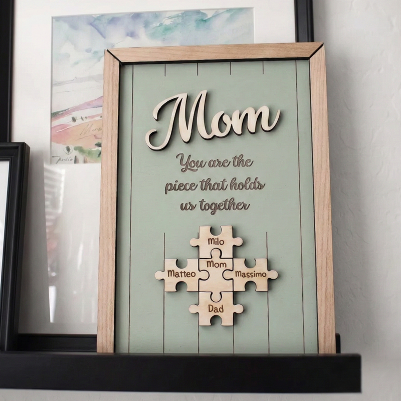 Personalised Wooden Puzzle Frame Custom Color Engraved Mom You Are the Piece That Holds Us Together Sign Gifts for Mom