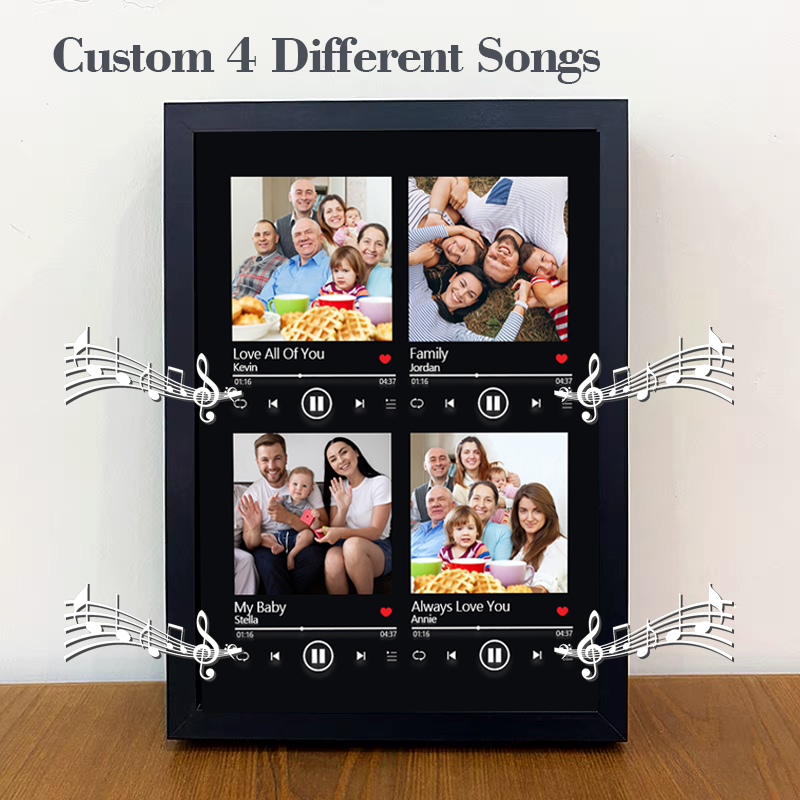 Custom Four Songs Picture Frames with Personalised Photo Frame Music Player (can play four whole song)