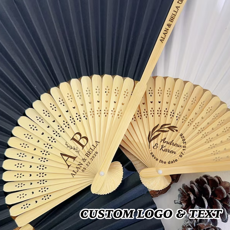 Personalised Folding Fans for Weddings Custom Engraved Hand Fan Bridesmaid Gift Set of 6 Bridal Shower Party Favors