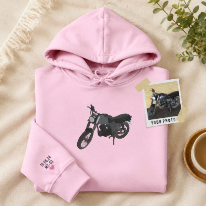 Personalised Motorcycle Photo Hoodie Custom Embroidered Car Sweatshirt Car Lovers Gift for Dad