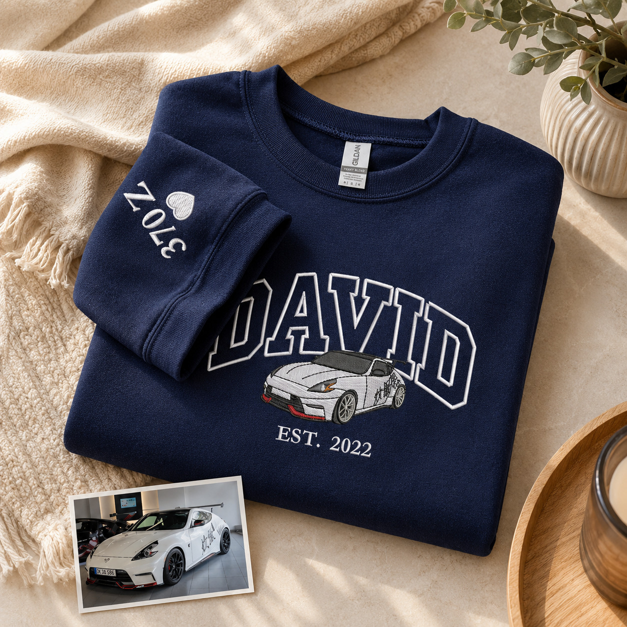 Custom Embroidered Photo Hoodie for Dad Personalised Est Year Design Sweatshirt Ideal Father's Day Gifts