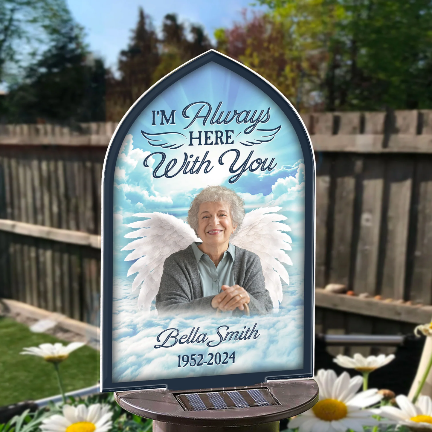 Personalised Memorial Solar Garden Light Angel Wings Memorial Gift for Loss of Family Custom Light Up Remembrance Stake