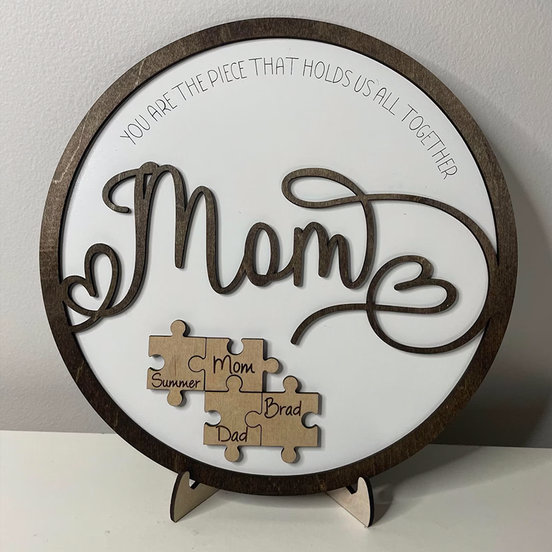 Personalised Name Wooden Puzzle Round Frame Custom Sign mum You Are the Piece That Holds Us Together Gifts for mum