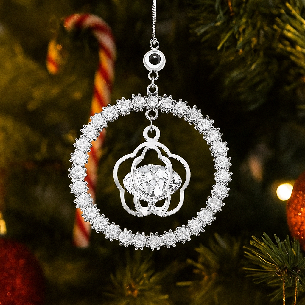 Personalised Photo Wreath Projection Ornaments Christmas Tree Decoration Ornaments with Picture Inside Christmas Gifts