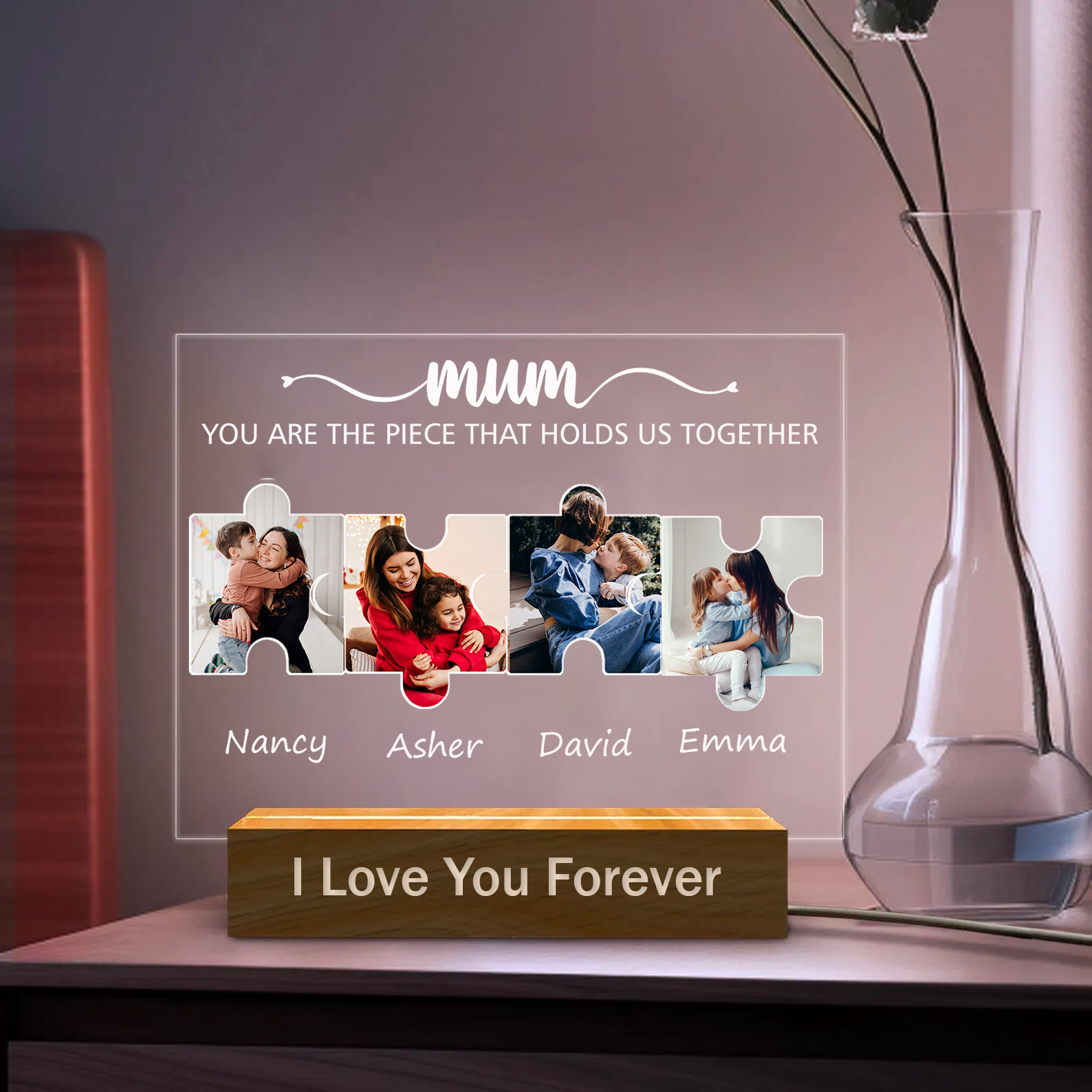 Personalised Collage Photo and Name Night Light Gift for Mother