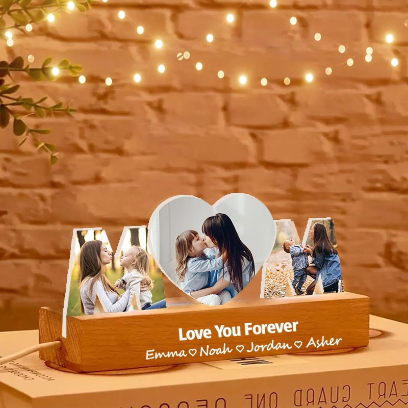 Custom Mom Photo Collage Night Light Personalised Text and Name LED Lamp Mother's Day Gift